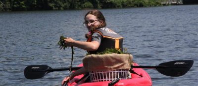 Lindsey kayaking in Long Island Sound